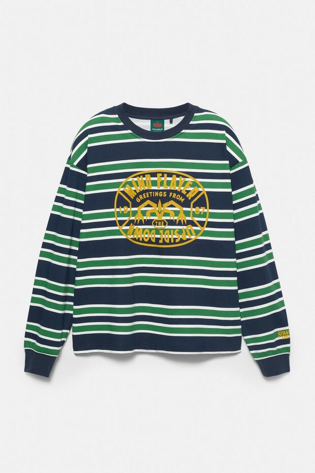 Stranger Things çizgili t-shirt - 4