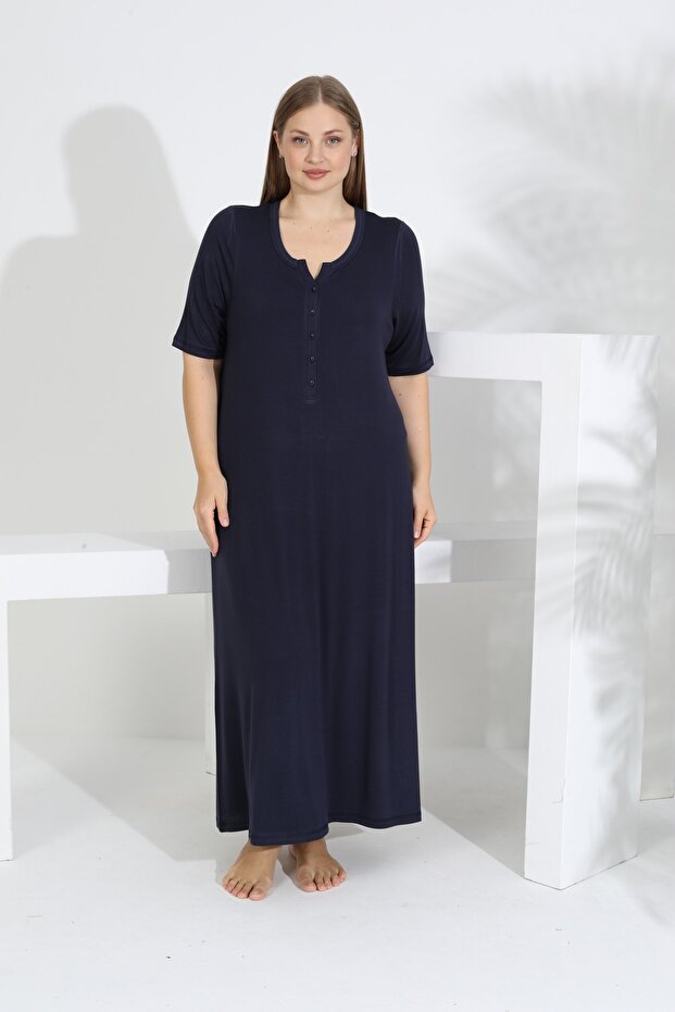 Kadın Bambu Kısa Kol Gecelik - 1
