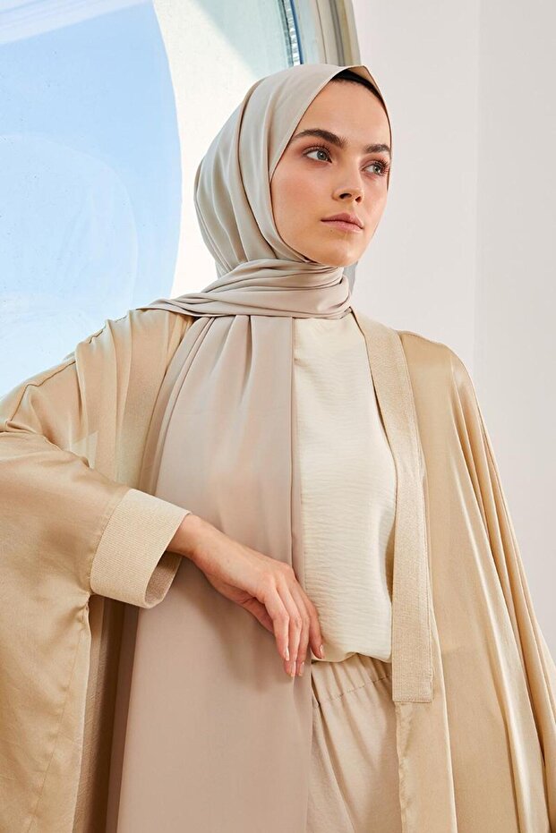 Bej Medine İpeği Şal - 1