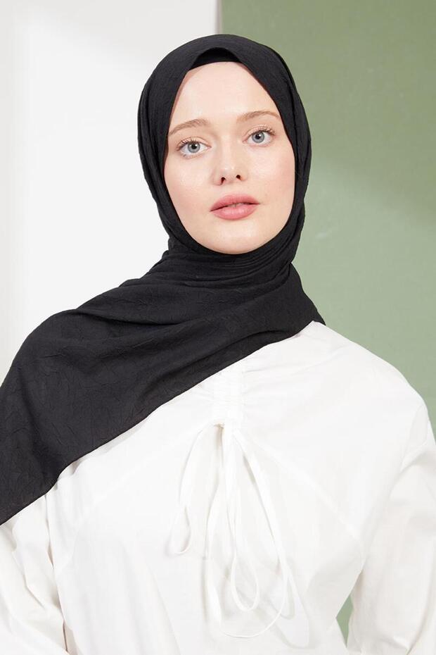 Siyah Kraş Krep Şal - 3