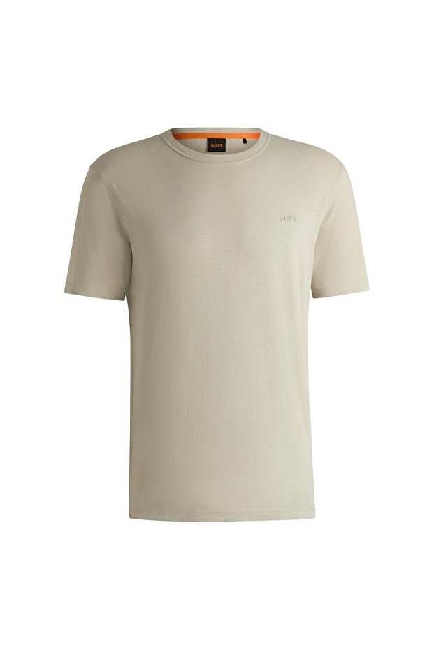 Logo detaylı slub pamuklu regular-fit T-shirt - 5