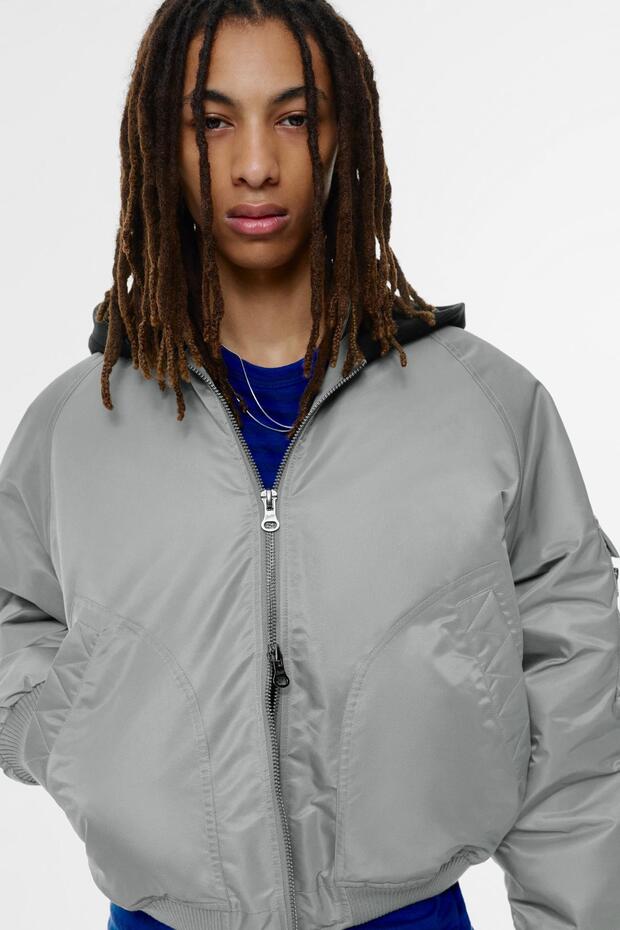 Kombine kapüşonlu bomber ceket - 6