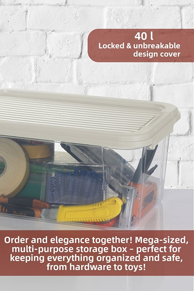 40 Lt Wheeled Storage Container - Multi-Purpose Organizer with Lockable Lid Pantry Storage Storage Box - 2