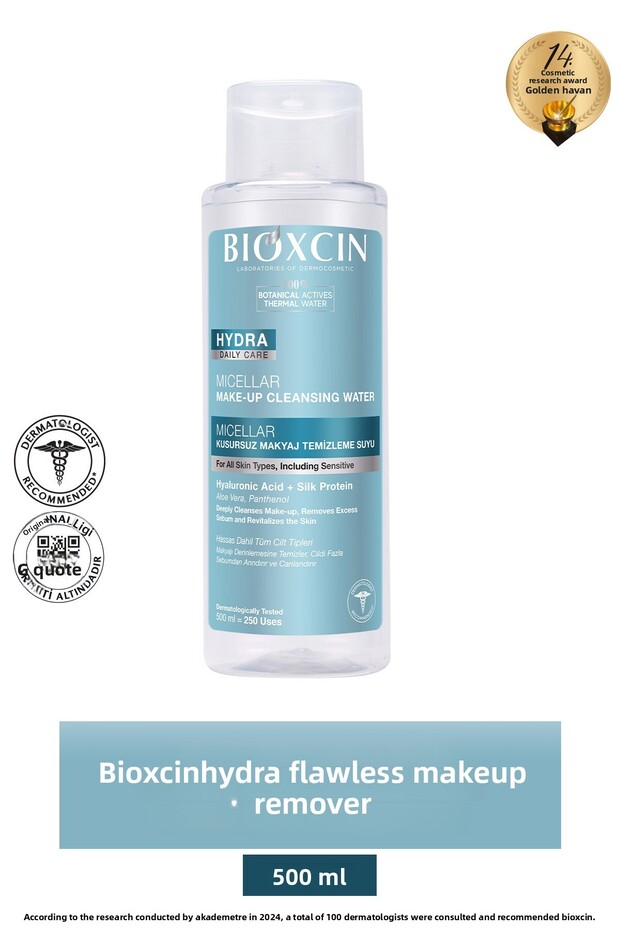 Hydra Micellar Makeup Cleansing Water 500 ml (Hyaluronic Acid, Aloevera, Panthenol)