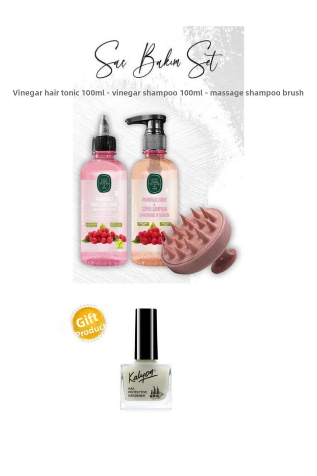 Raspberry Vinegar Shampoo 100 Ml, Hair Tonic 100 ml and Massage Shampoo Brush+Hairbrush