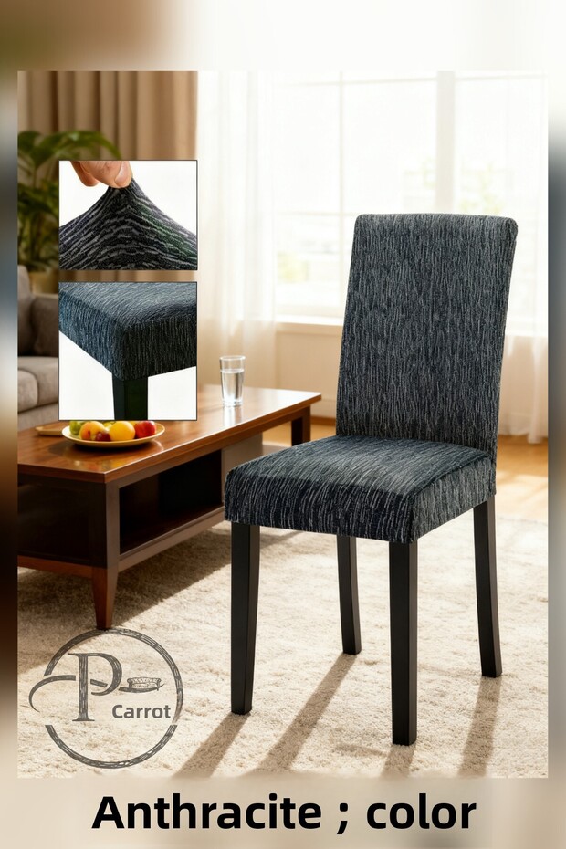 Jacquard Chair Cover Stick Pattern High Flexible Chair Cover (1 Piece)