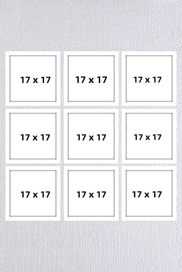 إطار مكون من تسعة قطع مقاس 17×17 (بدون ملصق) - إطار مربع Bos1027 - زاوية الذكريات - إطار صور