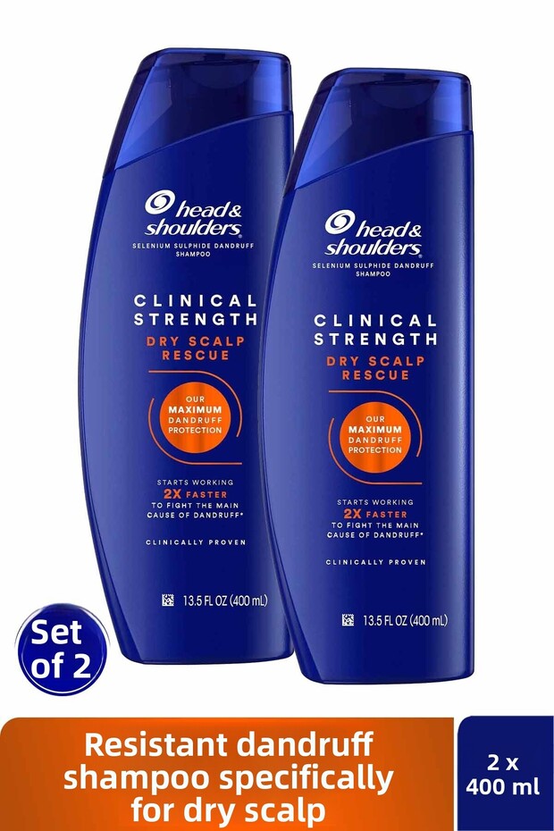 Clinical Strength Dry Scalp Rescue Stubborn Dandruff Anti-Dandruff Special Shampoo for Dry Scalp 400 ml X 2