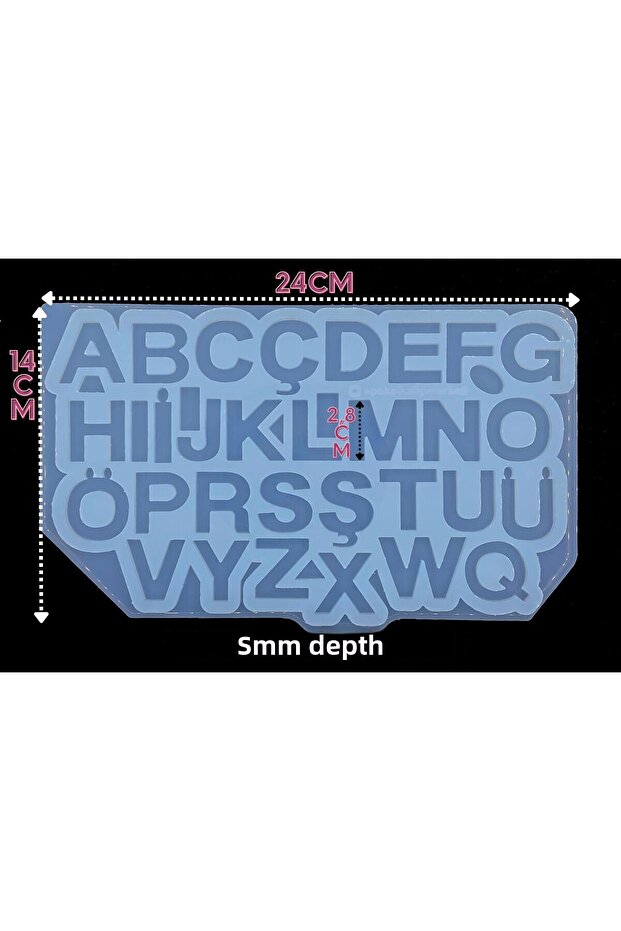 Epoxy Silicone Mold / Midi Size Alphabet Mold / Turkish Alphabet Mold / Silicone Letter Mold