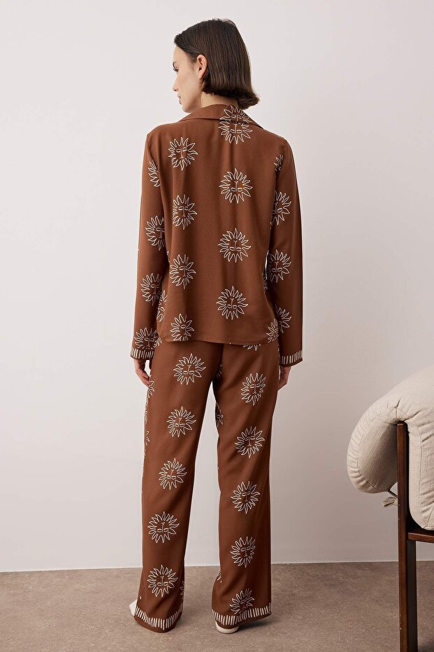 Kahverengi Galaksi Viskon Dokuma Pijama Takımı THMAW25PT00034 - 4