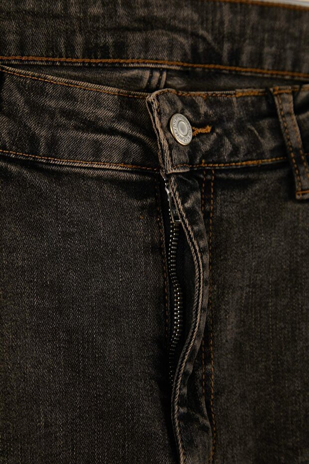 Özel Koleksiyon Kahverengi Yüksek Bel Nervürlü İspanyol Paça Büyük Beden Flare Jeans TBBAW26CJ00013 - 7