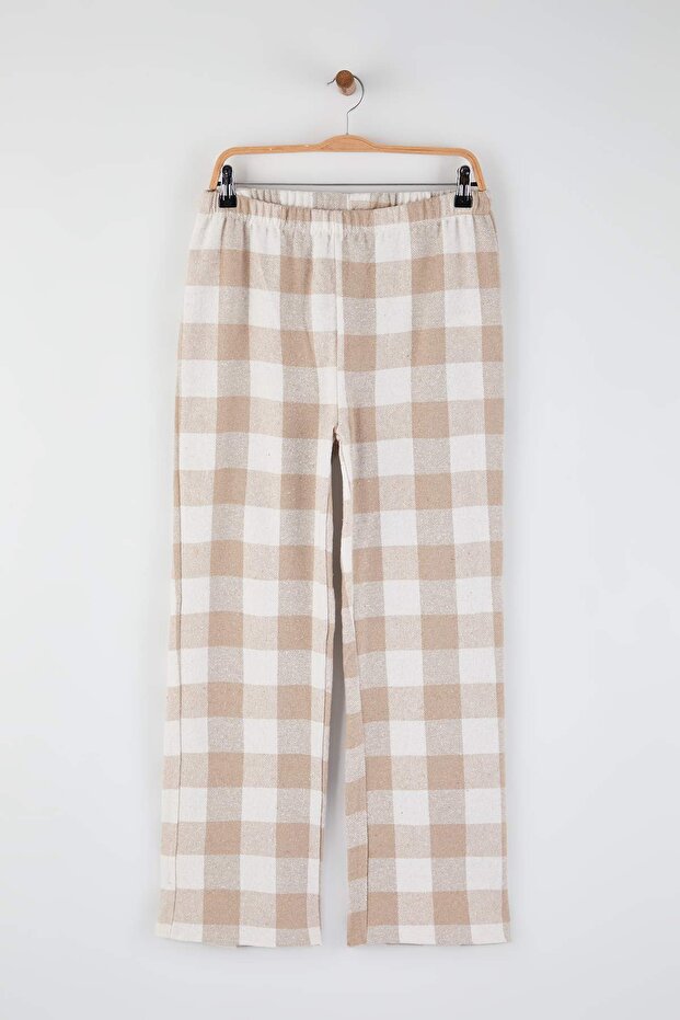 Kahverengi-Çok Renkli 2'li Pamuklu Ekoseli Flanel Dokuma Pijama Altı THMAW26PJ00007 - 10