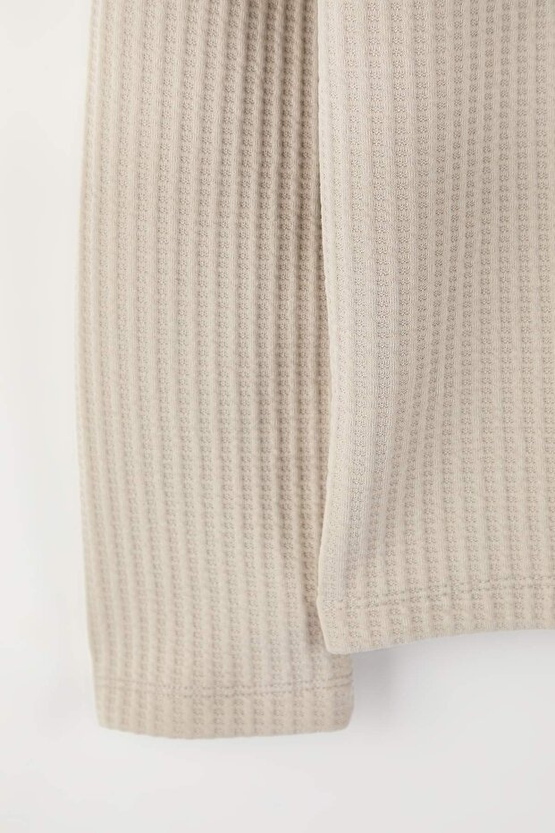 Taş Relaxed Kesim Waffle Dokulu Polo Yaka Sweatshirt TMNAW26SW00058 - 8