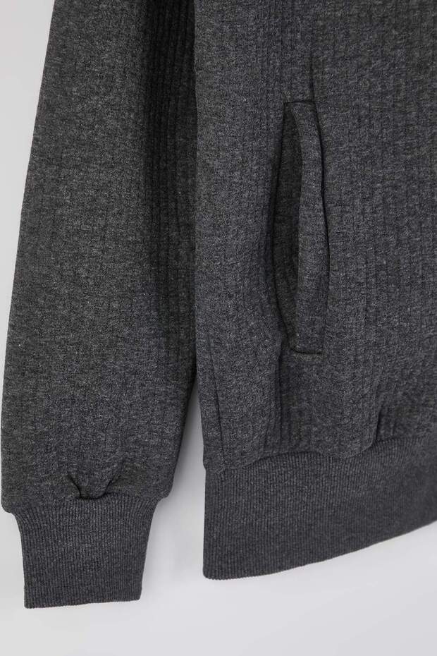 Gri Regular/Normal Kesim Dokulu Kapüşonlu Sweatshirt TMNAW26SW00061 - 6