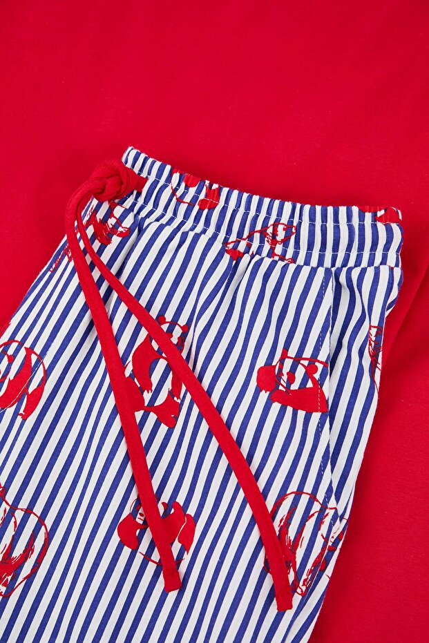 Kırmızı Regular Kesim Hayvan Desenli Örme Pijama Takımı TMNAW26PT00064 - 2