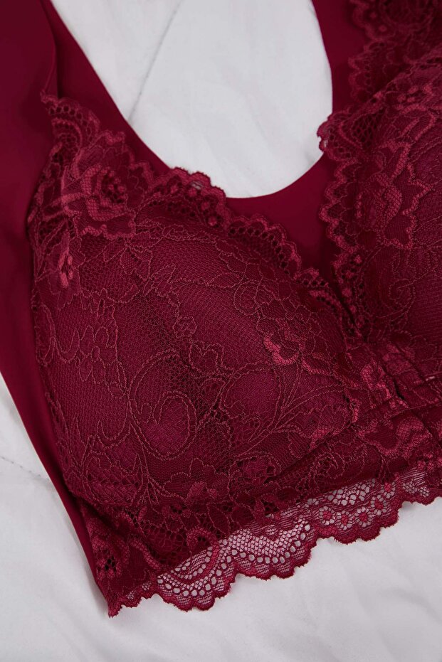 Vişne Agraflı Micro Kaplı Büstiyer Sütyen THMAW26SU00025 - 8