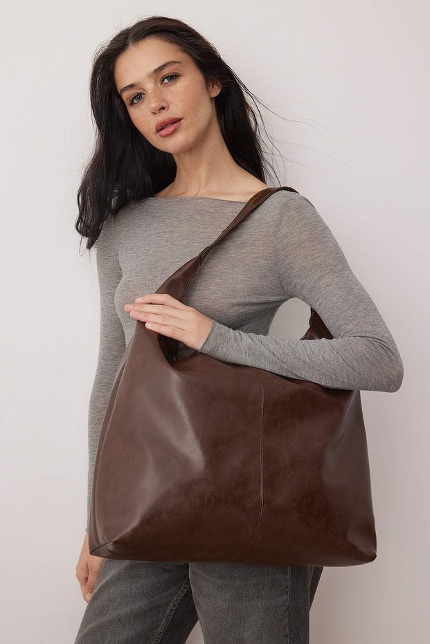 Dark Brown Effect Women's Shoulder Bag Takaw26Oc00054