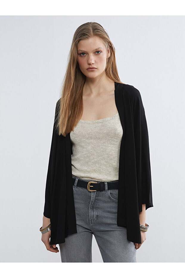 Two Mt Shop Quality Lcw Vision Black Plain Women's Kimono