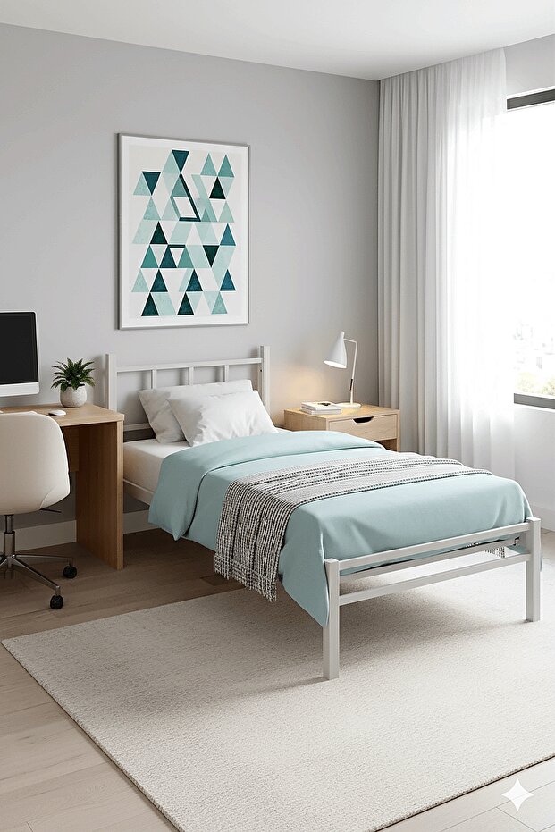 Unimet Titan Tek Kişilik Metal Karyola - Beyaz (90X190 - 90X200)