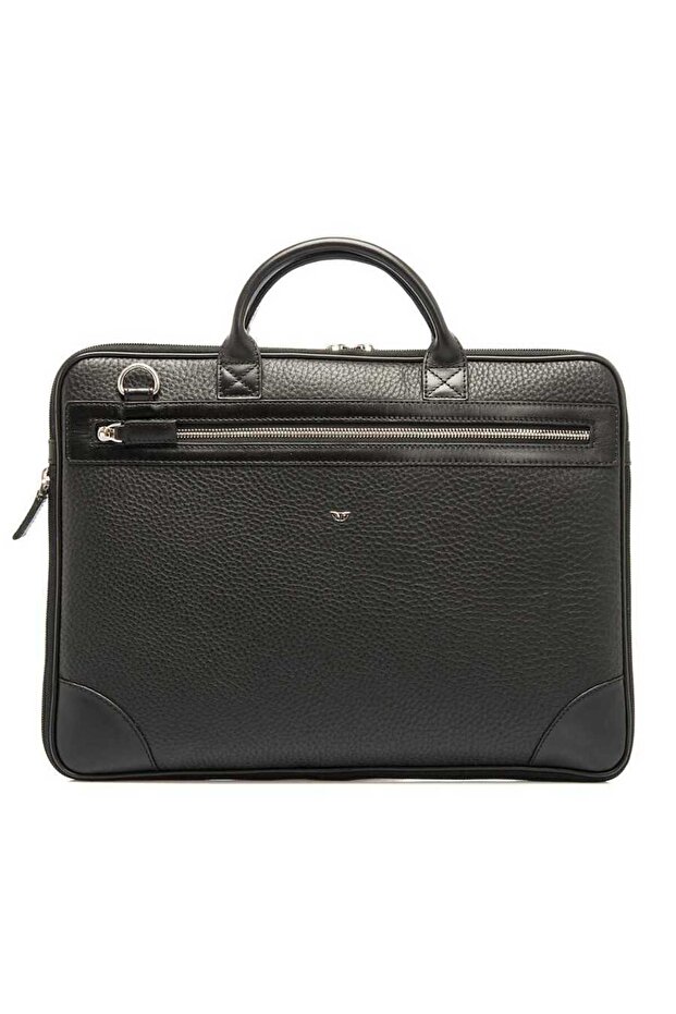 Black Genuine Leather Men's Laptop Bag - S1Lc00021111-D3H