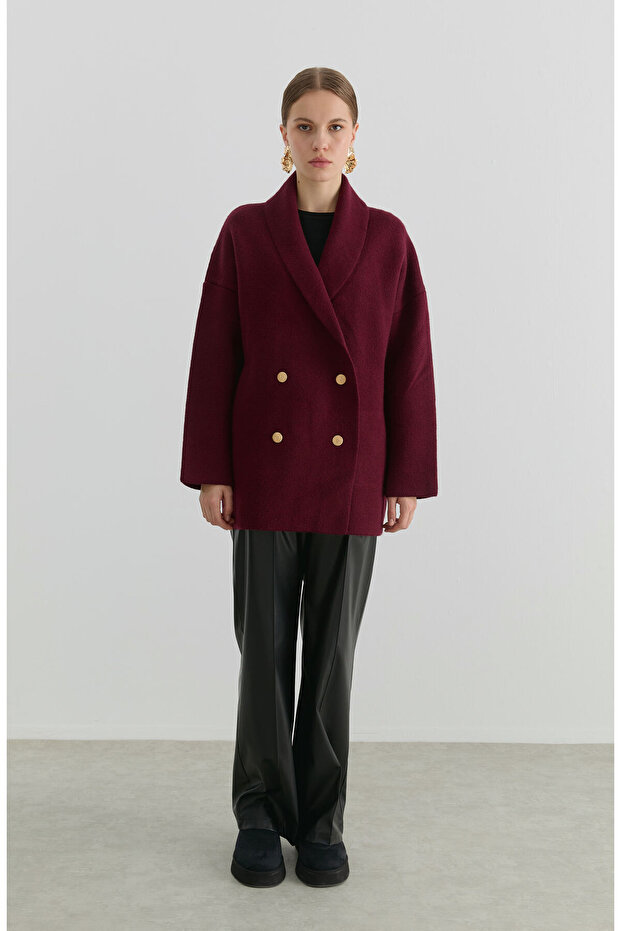 Çelik Örme Blazer Bordo Triko Ceket - 4