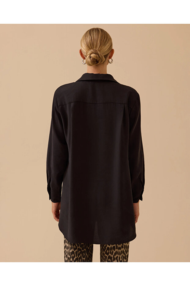 Shirt Collar Long Sleeve Basic Tunic - 4