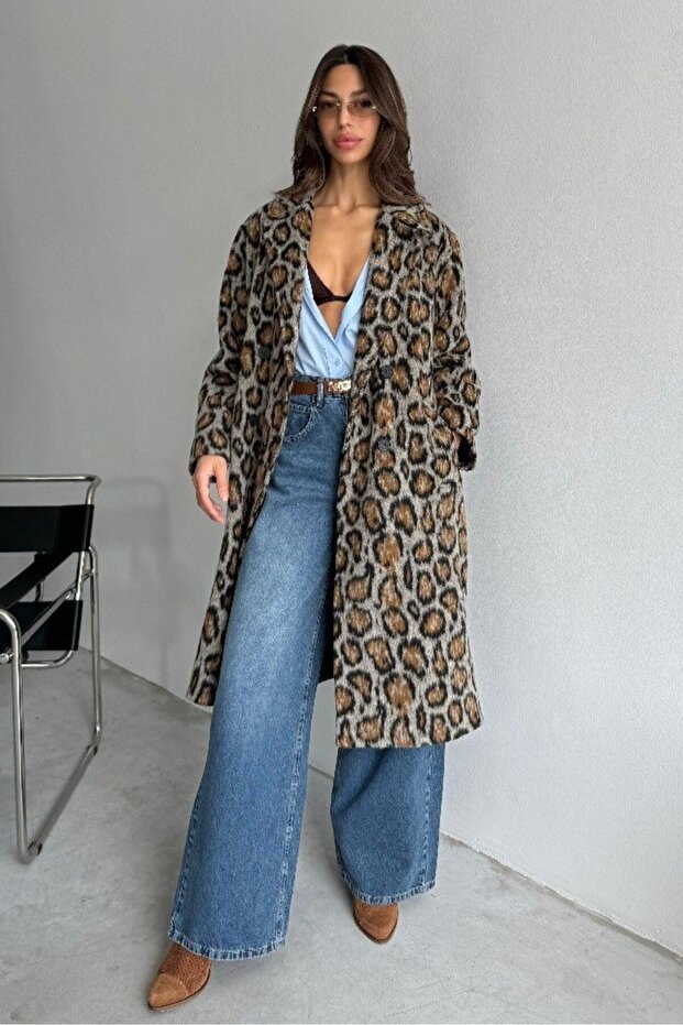 Feather Leopard Pattern Lining Coat Cr8105 - 5