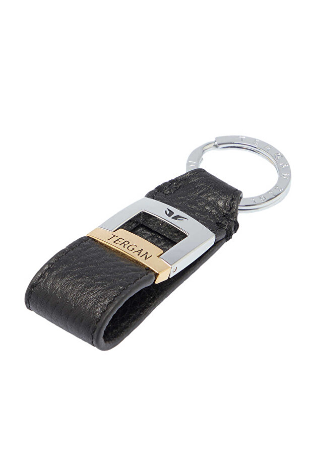Black Genuine Leather Unisex Keychain - S1An00000242-A41