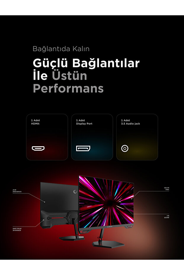 Crimson CR25R300F 25 300Hz 1ms CSOT FAST IPS FHD Freesync/G-Sync PC Flat Oyuncu Monitörü - 5