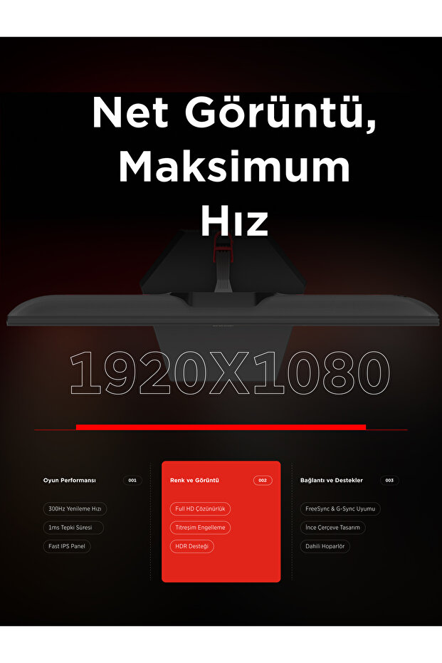 Crimson CR25R300F 25 300Hz 1ms CSOT FAST IPS FHD Freesync/G-Sync PC Flat Oyuncu Monitörü - 7