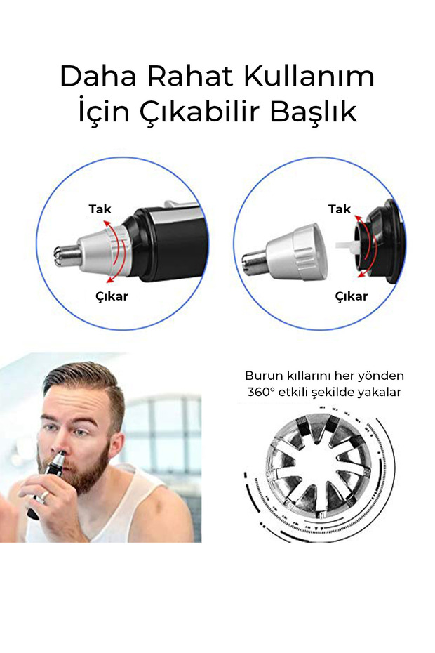 BK-105 Kişisel Bakım Seti 3 in 1 | Saç, Sakal ve Burun Tüyü Temizleme Makinesi, Şarjlı - 5