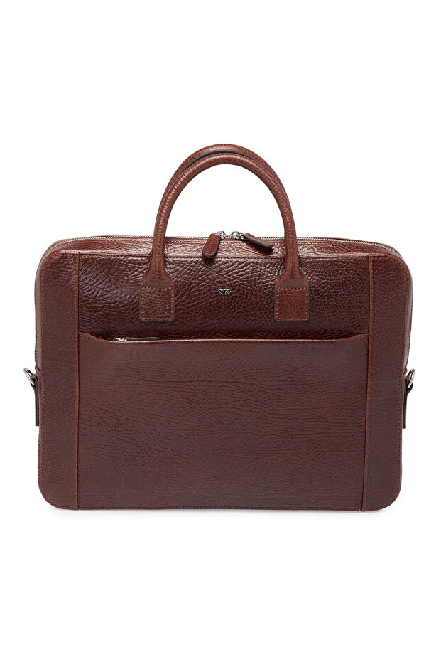 Tan Genuine Leather Men's Briefcase - S1Ev00021483-P4Y