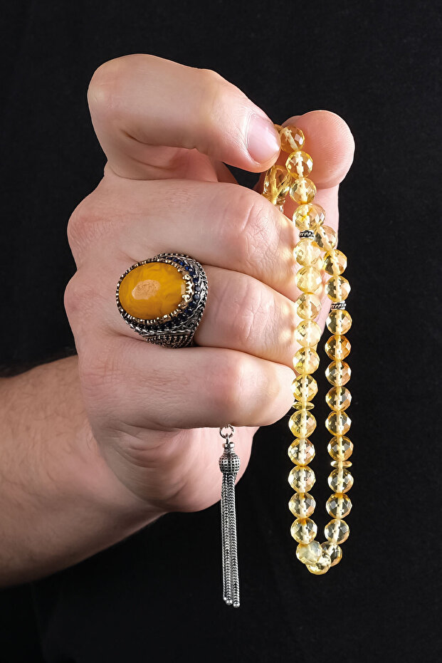 Crystal Cut Handmade Drop Amber Prayer Beads