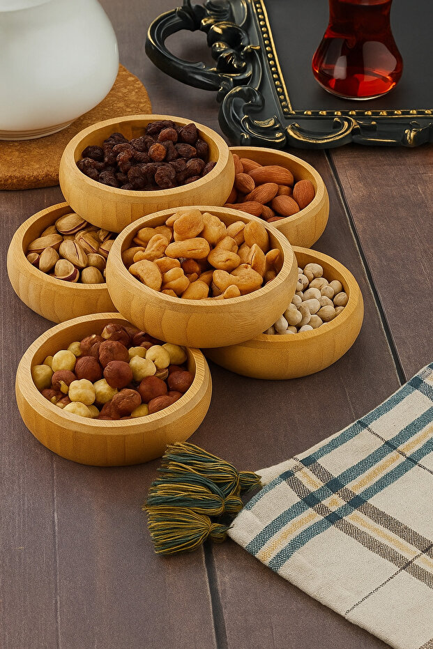 BAMBU AHŞAP ÇEREZLİK&KAHVALTILIK 5'Lİ - 1