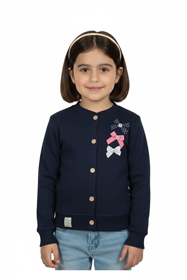 Girl's Cardigan with Lovely Bow Tie (Size 1 Recommend Your Large Green)