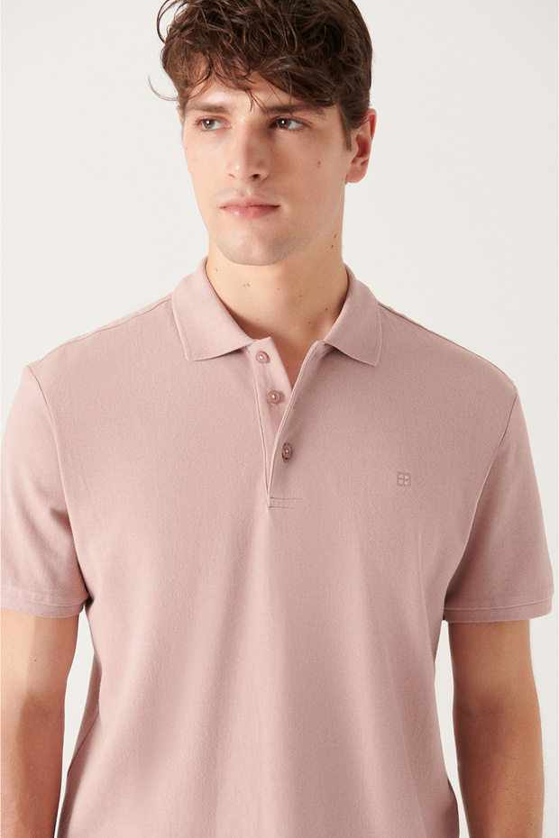 Férfi púder 100% pamut Cool tartó póló nyakú póló E 001004 - 2