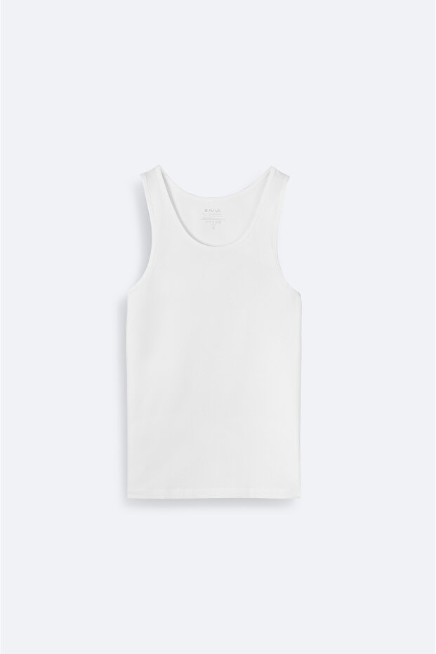 Erkek Beyaz Pamuklu Basic Regular Fit Atlet B009540 - 1