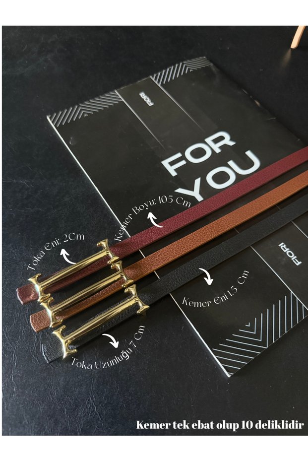 3-Piece Gold Long Buckle Thin Belt, Trouser Belt, Shirt Belt, Coat Belt, Dress Belt
