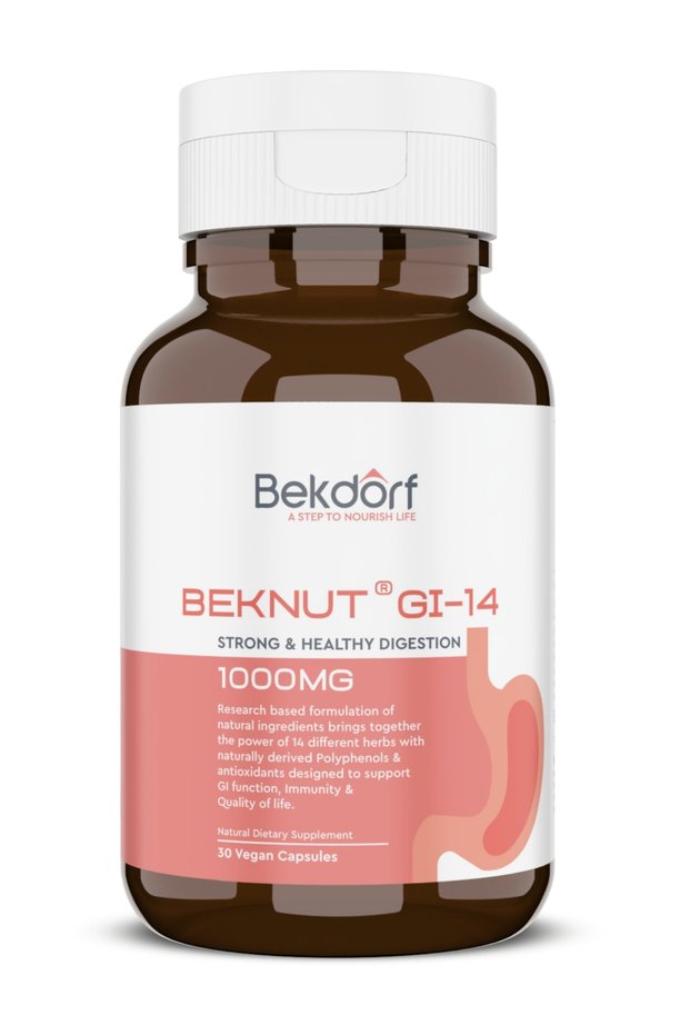 BEKNUT GI-14 Natural Relief for Gas, Acidity, Bloating, Heartburn, Acid Reflux & Constipation (30s)
