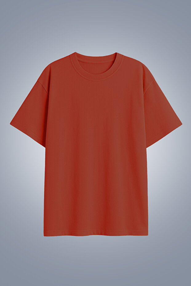 Kadın Turuncu Oversize Tişört 4583 - 1