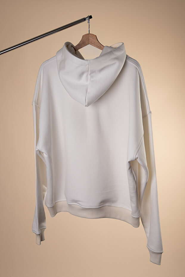 Premium Oversize Basic Beyaz Sweatshirt - 6