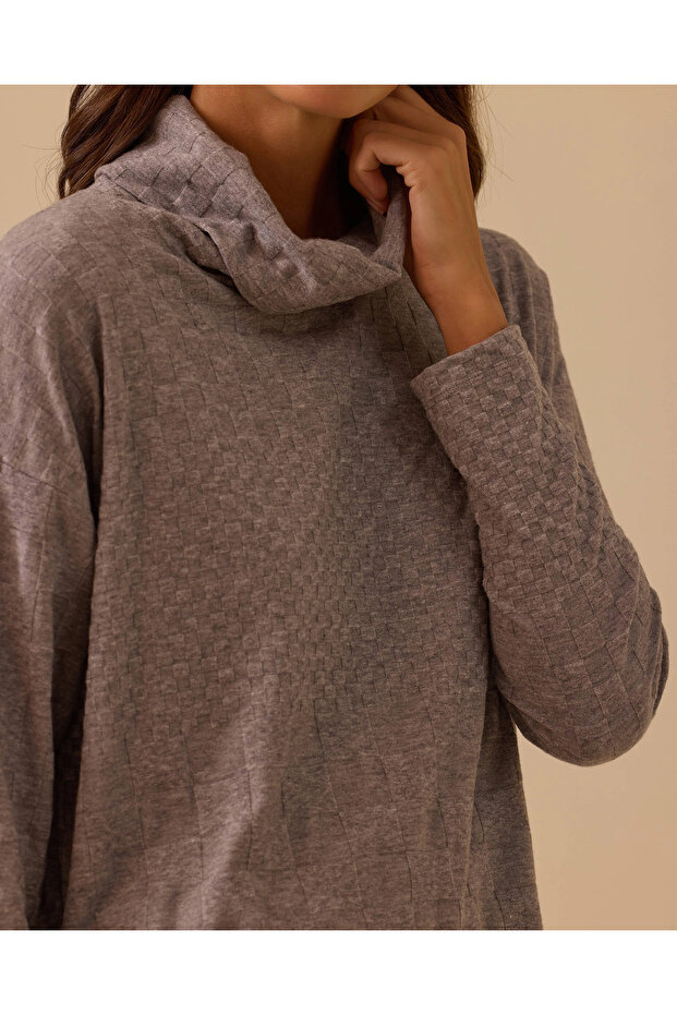 Desenli Uzun Örme Triko - 4