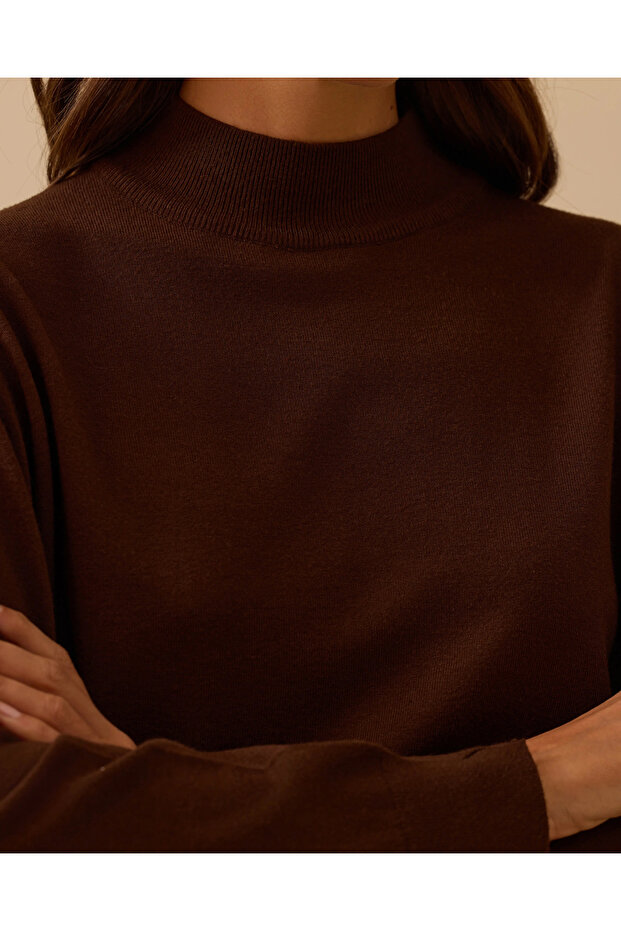 Yarım Balıkçı Yaka Basic Triko Bluz - 5