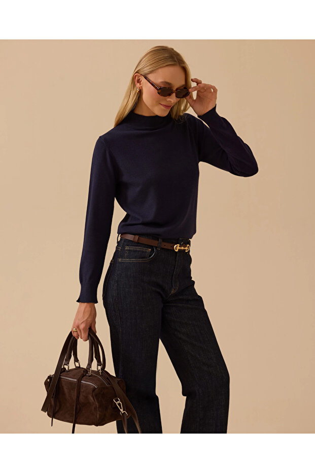 Yarım Balıkçı Yaka Basic Triko Bluz - 2