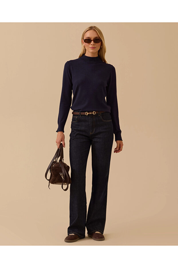 Yarım Balıkçı Yaka Basic Triko Bluz - 2