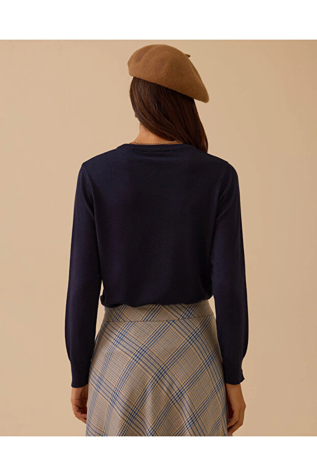 Sıfır Yaka Basic Triko Bluz - 2