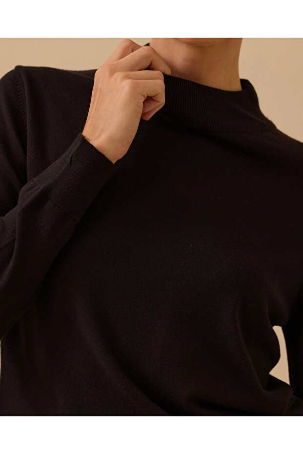 Yarım Balıkçı Yaka Basic Triko Bluz - 4