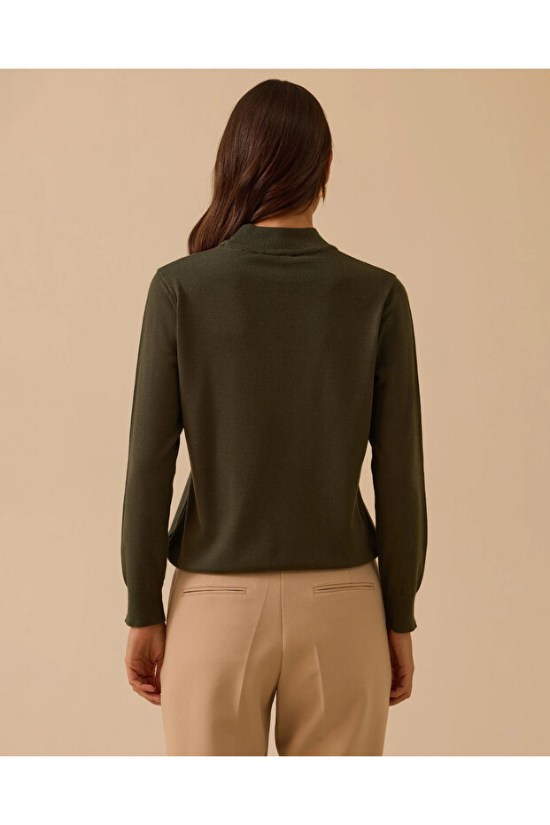 Yarım Balıkçı Yaka Basic Triko Bluz - 3