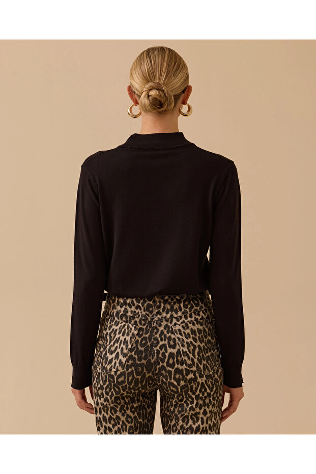 Yarım Balıkçı Yaka Basic Triko Bluz - 3