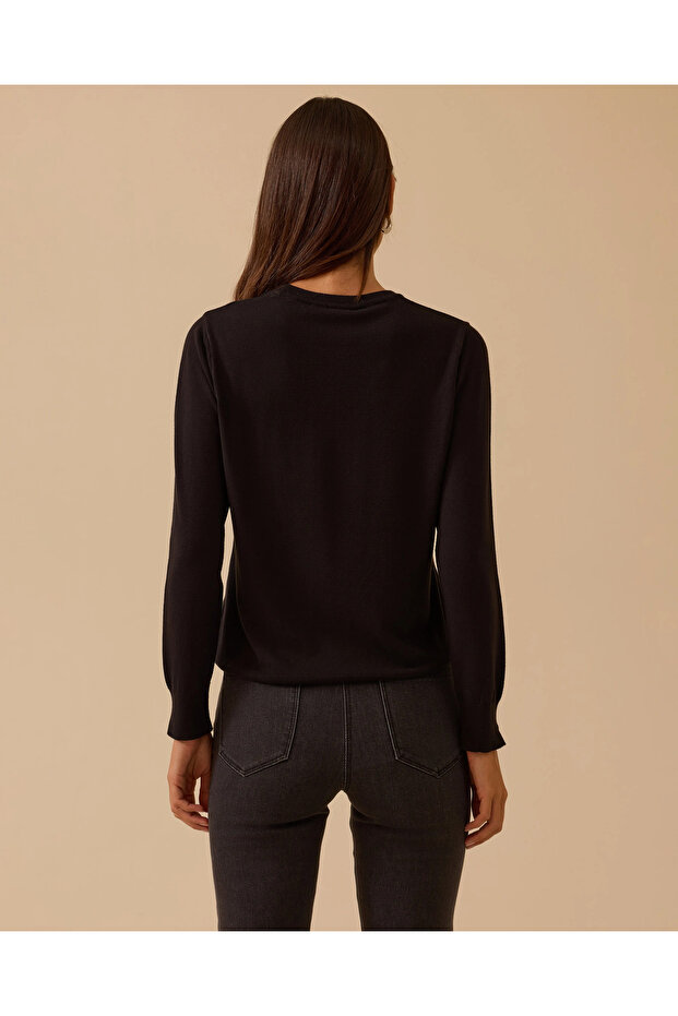 Sıfır Yaka Basic Triko Bluz - 2